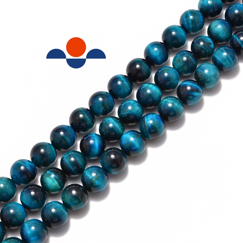Blue Green Tiger Eye Smooth Round Beads 4mm 6mm 8mm 10mm 12mm 15.5 Strand