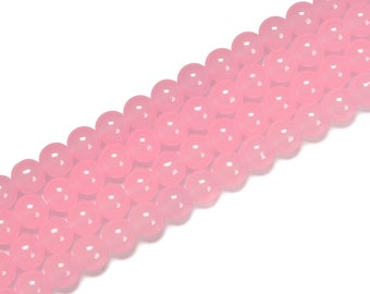 Light Pink Crystal Glass Smooth Round Beads Size 6mm 8mm 10mm 15.5" Strand