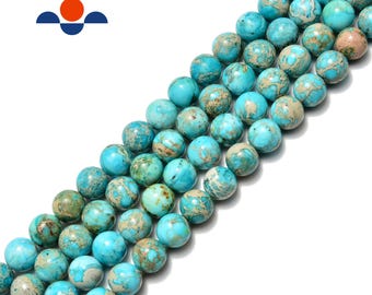 Light Blue Sea Sediment Jasper Smooth Round Beads 4mm 6mm 8mm 10mm 12mm 15.5"Str