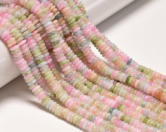 Morganite Color Dyed Jade Smooth Rondelle Beads Size 2x6mm 15.5" Strand
