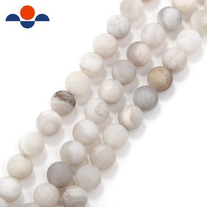 White Agate Matte Round Beads 4mm 6mm 8mm 10mm 12mm 15.5&quot; Strand