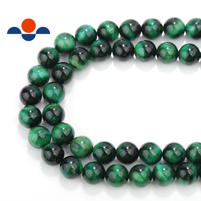 2.0mm Hole Green Tiger Eye Smooth Round Beads 6mm 8mm 10mm 15.5 Strand