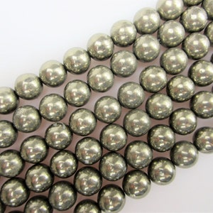 Pyrite Smooth Round Beads 2mm 3mm 4mm 6mm 8mm 10mm 12mm 15.5 Strand image 2