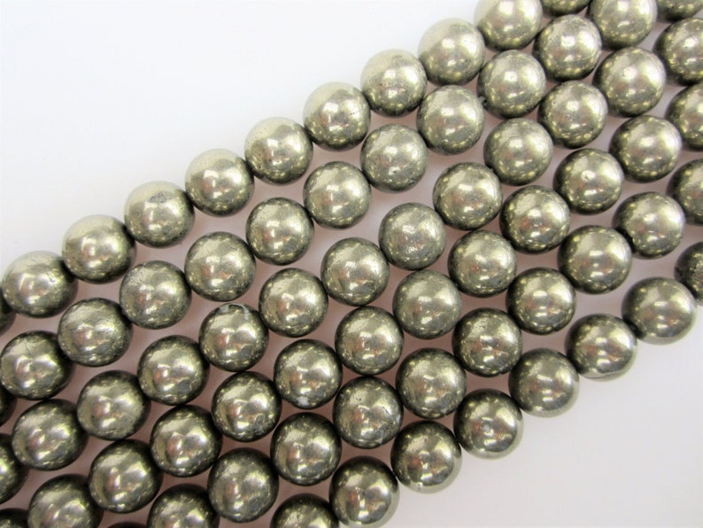 Pyrite Smooth Round Beads 2mm 3mm 4mm 6mm 8mm 10mm 12mm 15.5 Strand image 2