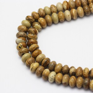 2.0mm Hole Picture Jasper Smooth Rondelle Beads 5x8mm 6x10mm 8 Strand image 4