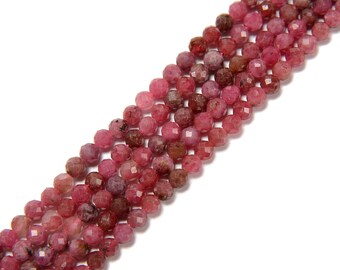 Natural Thulite Faceted Round Beads Size 2mm 3mm 4mm 6mm 15.5'' Strand