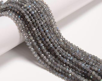 Natural Labradorite Faceted Round Beads Size 2mm 3mm 4mm 5mm 15.5" Strand