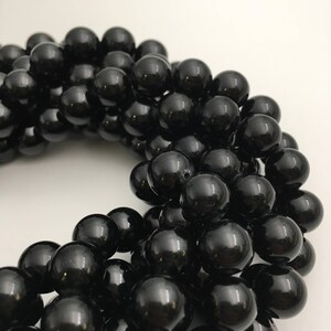 Natural Black Tourmaline Smooth Round Beads 4mm 6mm 8mm 10mm 12mm 14mm 15.5Strd image 3