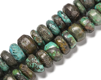 Natural Genuine Turquoise Graduated Rondelle Wheel Beads Size 16-30mm 15.5'' Str