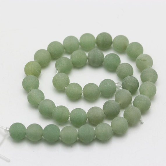 2.0mm Large Hole Matte Green Aventurine Gemstone Round Loose Beads 8mm//10mm