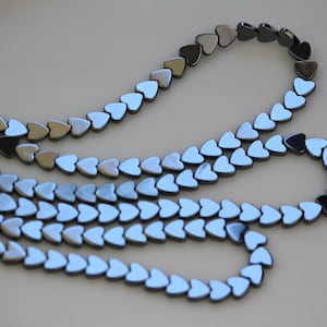 Natural Hematite Heart Shape Beads 6mm 8mm 10mm 15.5&quot; Strand