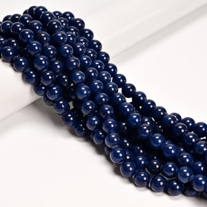 Sapphire Blue Dyed Quartz Smooth Round Beads 4mm 6mm 8mm 10mm 12mm 15.5&quot; Strand