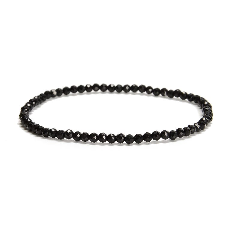 Natural Gemstone Faceted Round Beaded Elastic Bracelet 2mm 3mm 4mm 7.5'' Length image 6