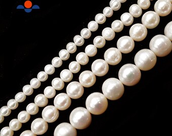 Fresh Water Pearl White Off Round Potato Beads 5mm 6mm 7mm 8mm 10mm 15.5" Strand