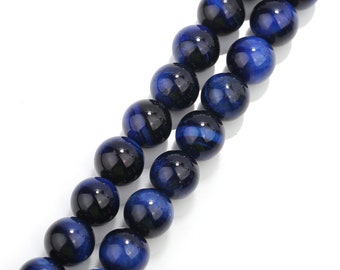 2.0mm Hole Blue Tiger Eye Smooth Round Beads 6mm 8mm 10mm 15.5" Strand