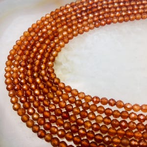 Natural Hessonite Orange Garnet Faceted Round Beads 2mm 3mm 4mm 5mm 15.5&quot; Strand