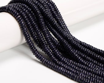 Blue Sandstone Smooth Rondelle Beads Size 2x6mm 15.5" Strand