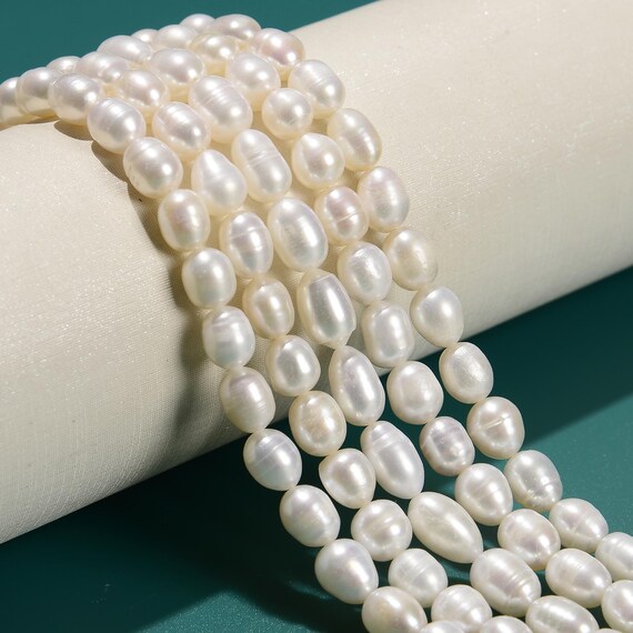 thumbnail image 2 of 4-11mm Nearly Round White Freshwater Pearl Strand – Loose Beads – 15" – Baroque Style 2 of 4
