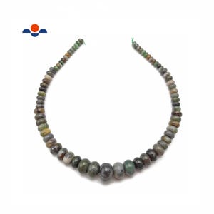 Natural Green Jade Graduated Smooth Rondelle Beads 6-16mm 15.5&quot; Strand