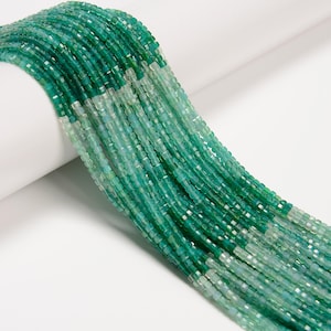 Gradient Green Agate Faceted Cube Beads Size 2-2.5mm 15.5" Strand