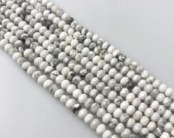 Natural Howlite Faceted Rondelle Beads 3x4mm 15.5" Strand