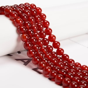 Carnelian Smooth Round Beads 4mm 6mm 8mm 10mm 12mm 15.5&quot; Strand