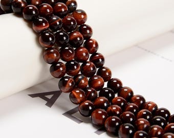 Red Tiger Eye Smooth Round Beads 4mm 6mm 8mm 10mm 12mm 15.5&quot; Strand