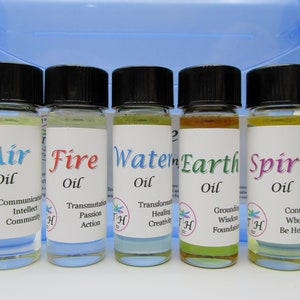 Elemental Oil Kit, Ritual Anointing Oil, Candle Blessing, Earth Oil, Air Oil, Fire Oil, Water Oil, Spirit Dees Transformational Healing image 1