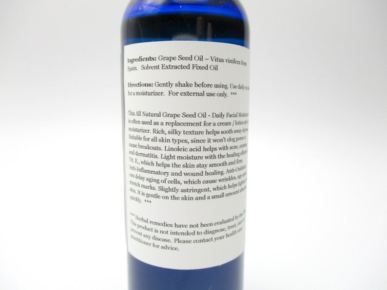 Grape Seed Oil Daily Moisturizer 2 Oz Good for Facial Skin Etsy