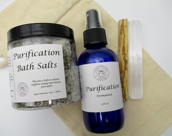 Purification Bath Salt Kit / Purification Ritual Bath Salt, Purification Mist, Selenite Crystal, Palo Santo - Dee's Transformational Healing