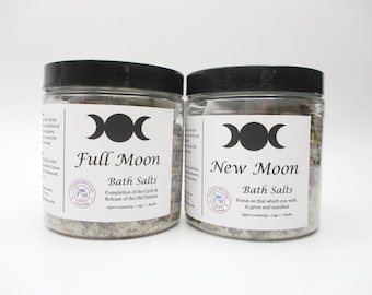 Moon Cycle Bath Salt Kit - Full Moon Bath Salt and New Moon Bath Salt created with Intention - Dees Transformational Healing