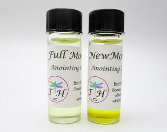 Moon Oil Set - Full Moon Oil and New Moon Oil, Lunar Ritual Anointing Oil Created with Intention - Dees Transformational Healing