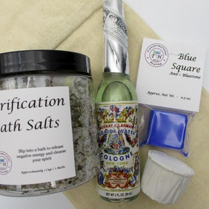 Purification Bath Salt Kit / Purification Ritual Bath Salt, Florida Water, Anil Blue Square, Cascarilla - Dee&#39;s Transformational Healing