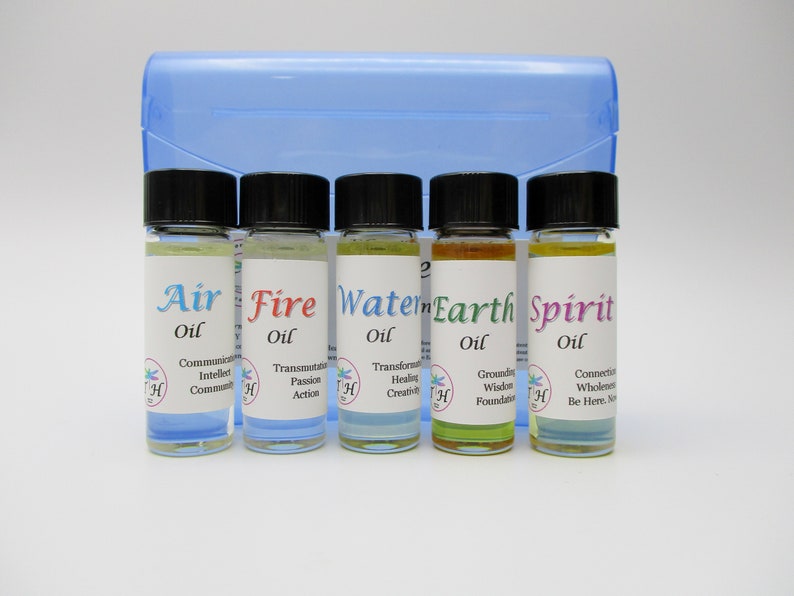 Elemental Oil Kit, Ritual Anointing Oil, Candle Blessing, Earth Oil, Air Oil, Fire Oil, Water Oil, Spirit Dees Transformational Healing image 2