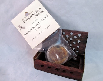 Dark Amber Resin Optional Aromatherapy Box - Oshun Freya Success Aphrodisiac Love Good Fortune  - Dee's Transformational Healing