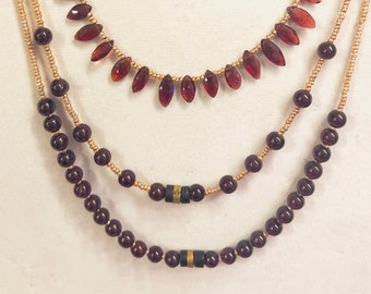 Garnet (Natural) & Gold Necklace