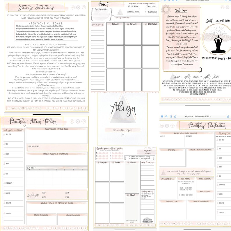 Align Life Compass Planner 2020 Digital Planner Self Love Self Help