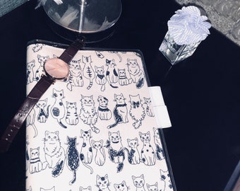 Kitty Katty In a Raw ** Handmade Hobonichi Techo/Cousin Cover// Hobonichi A5/A6 Planner Cover// Leuchtturm A5 Cover