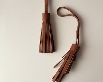 Loop Through Leather Tassel: Handmade Bag Charm, Straight or Spiral