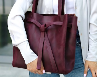 Leather tote bag, custom tote bags, tote bags for women, work bags for women, large leather tote bag, purple tote bag, personalized tote bag