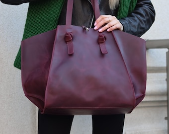 Leather tote bag, custom tote bags, women laptop bag, designer tote bags, large leather tote bag, leather tote purse, purple tote bag