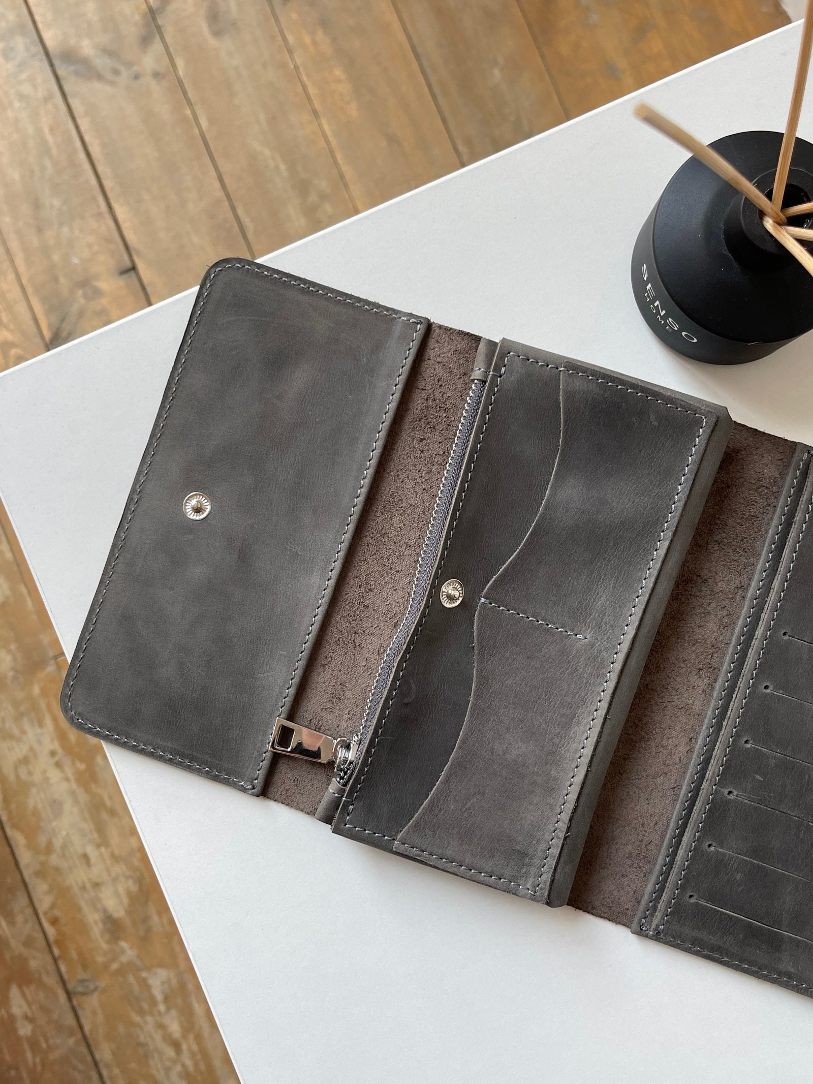 Distressed Leather Engraved Wallet for Women