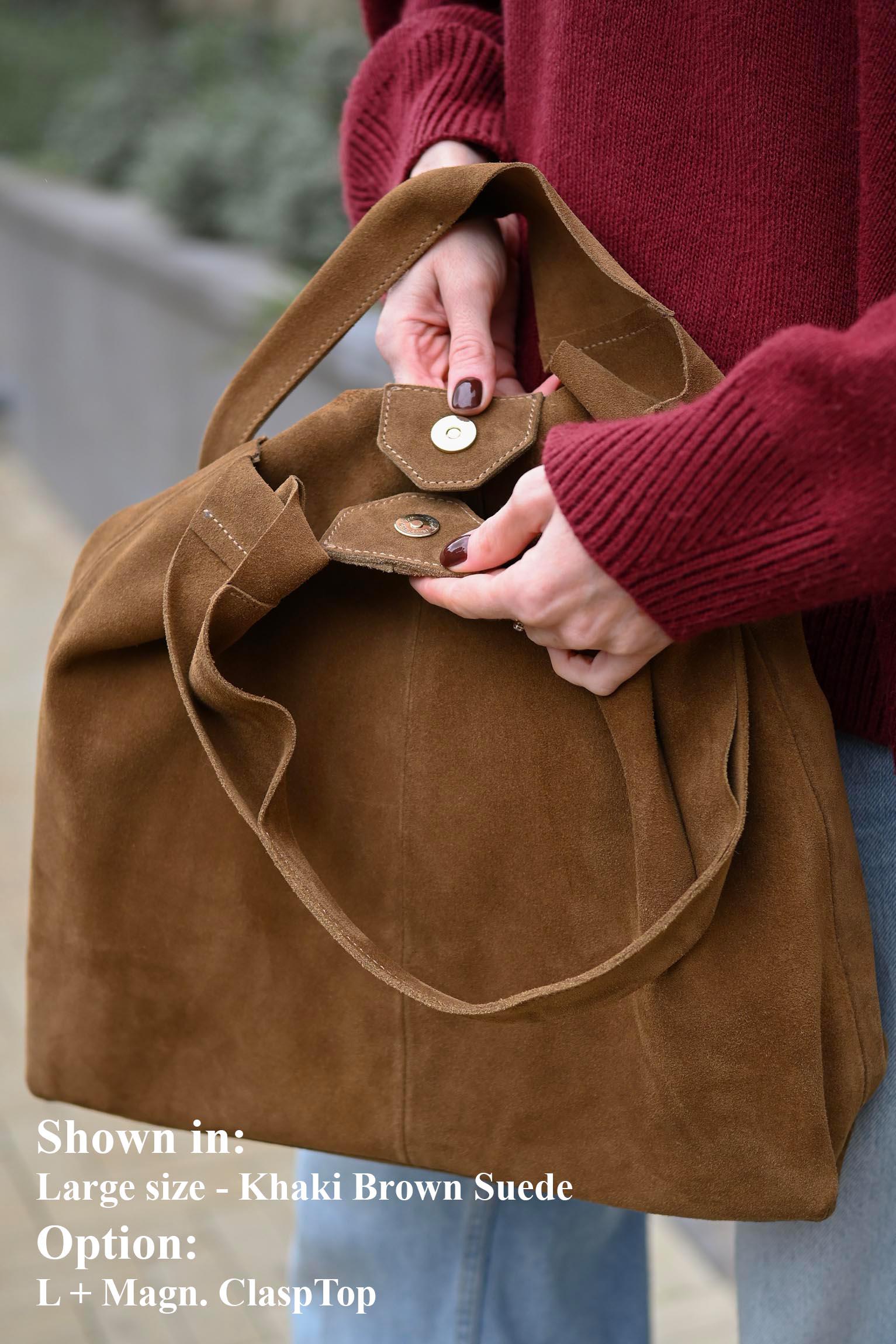 Vintage HKM Tan Suede Hobo Tote‎ Oversized Shoulder Bag Taupe Suede Leather Hobo Bag: Soft Shoulder Purse - Etsy main image 3