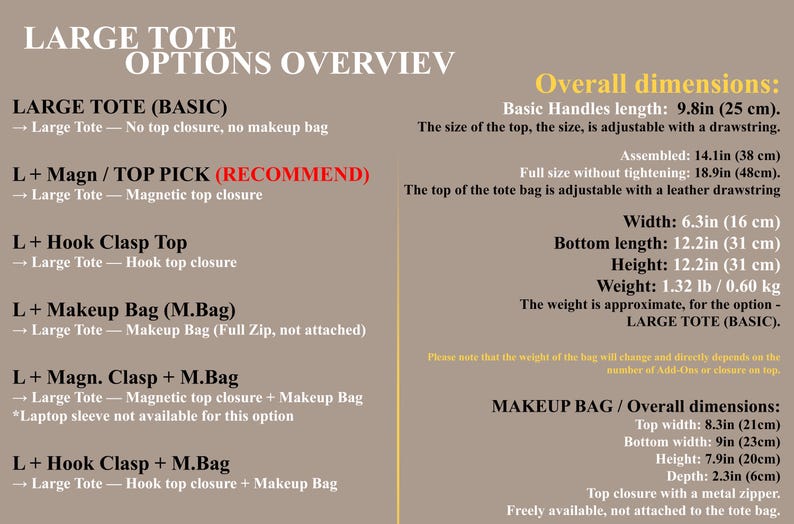 Large Leather Work Tote - Magnetic or Hook Top, Optional Pockets & Crossbody, Matte Black image 7