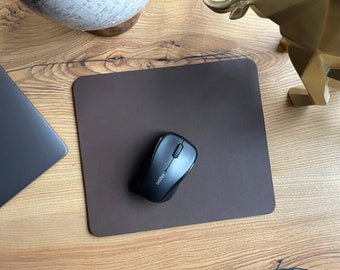 Personalized Leather Mouse Pad - Single Not Sewn, Real Leather Mouse Mat, Best Coworker Gift, Best Gift for Gamer, Black Leather Mouse Pad