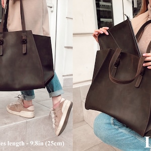 Leather tote bag, custom tote bags, personalized tote bags, large leather tote bag, womens leather tote bag, brown leather tote bag, handbag image 3