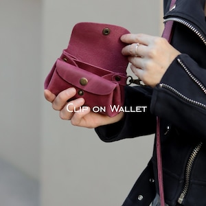 Leather crossbody bag with crossbody strap and Clip On Wallet or not, Women leather shoulder bags, Everyday purple crossbody leather bag image 7