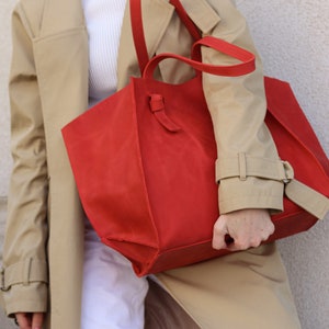 Leather tote bag, custom tote bags, personalized tote bags, womens leather tote bag, leather tote purse, monogrammed tote bags, red tote bag