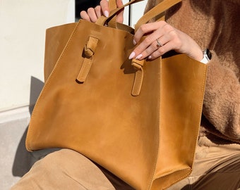 Leather tote bag, Designer tote bags, Tote bags for women, Custom tote bags, Work bags for women, Yellow tote bag, Yellow designer bag