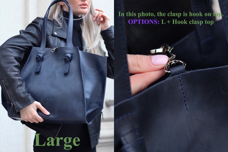 Leather tote bag, custom tote bags, women laptop bag, designer tote bags, handbags for women, leather tote purse, navy tote bag, tote bag image 6